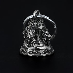 Sterling Silver Lion Guardian Bell- Motorcycle Gremlin Bell- Custom Ride Bell- Biker Lucky Charm- Biker Accessory