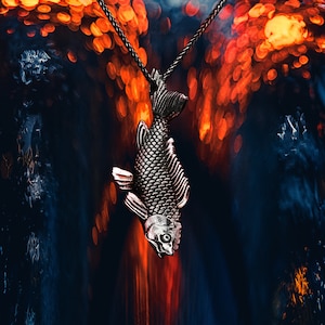 KOI FISH PENDANT-  Sterling Silver Necklace - Animal Totem Jewelry- VvILK
