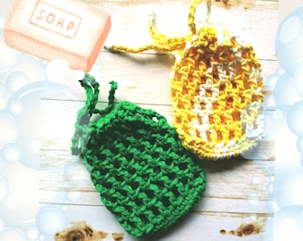 Hand Crocheted Cotton Soap Saver, Eco-Friendly Washcloth, Reusable Soap Bag