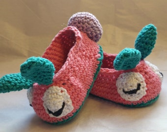 Pink Cotton Bunny Booties: Hand Crocheted Infant Shoes (0-6 Months)