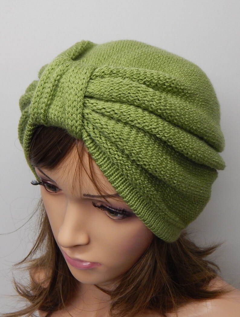 full turban hat Knit turban hat gift idea women hat knit beanie warm head wear handmade turban green winter hat knitted women/'s hat