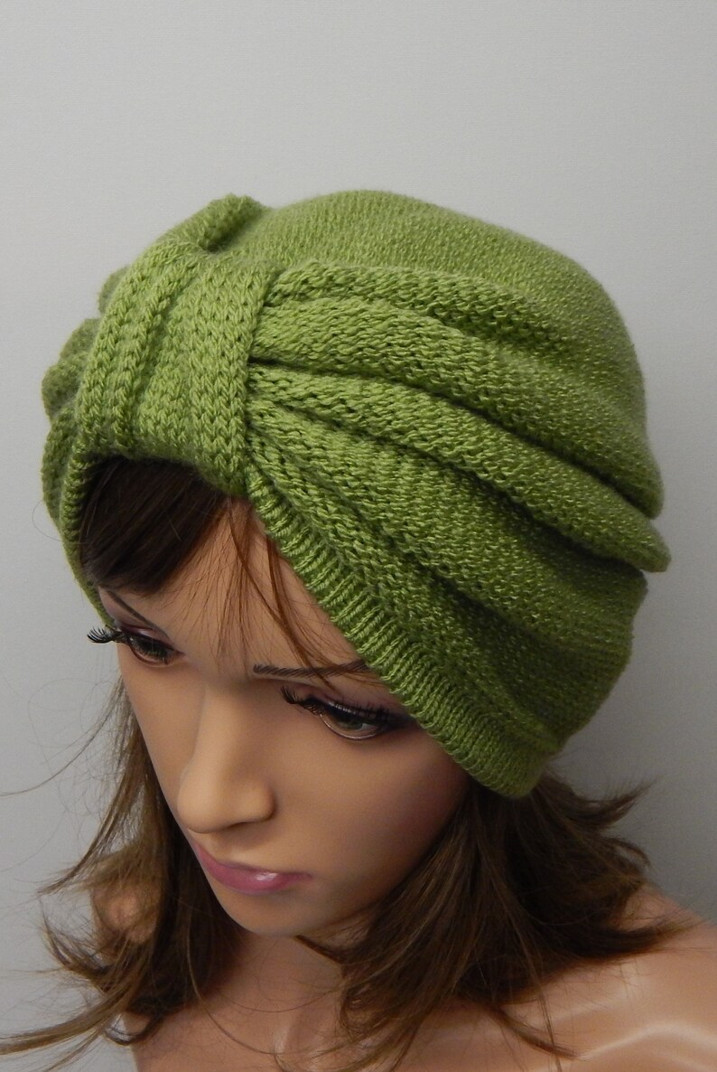 full turban hat Knit turban hat gift idea women hat knit beanie warm head wear handmade turban green winter hat knitted women/'s hat