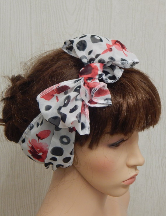 Chiffon Self Tie Headband Tie Up Summer Head Scarf White Etsy