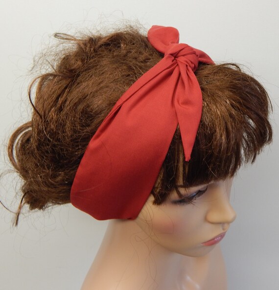 Red Self Tie Headband Tie Up Hair Scarf Rockabilly Head Etsy