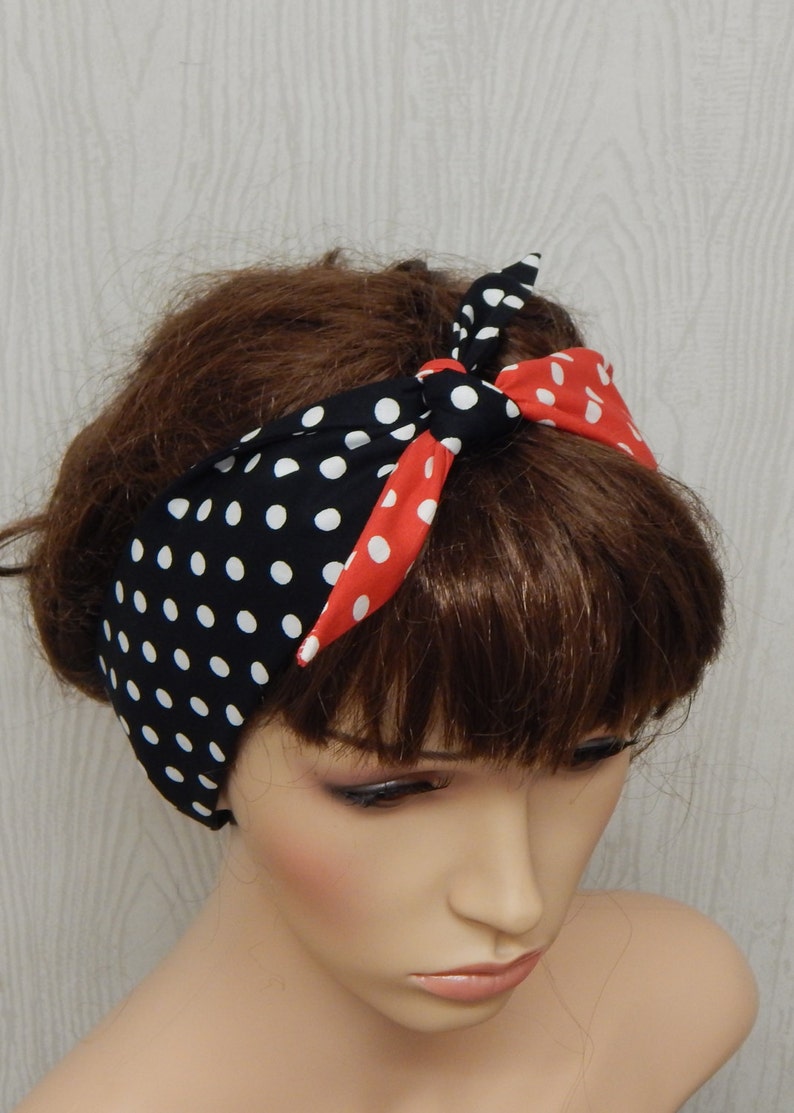 BLUE NAUTICAL RED ANCHOR PRINT COTTON FABRIC 5" SIDE BOW ALICE HAIR HEAD BAND 