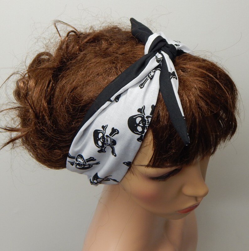 Women reversible headband self tie head scarf tie up hair scarf retro head wear