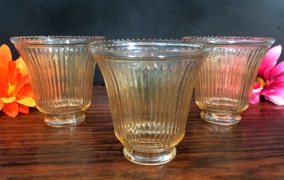 Vintage Light Amber Ribbed Bell Shaped Glass Shade Singapore Vintage Light Amber Ribbed Bell Shaped, Amber Glass Bell Lamp Shade