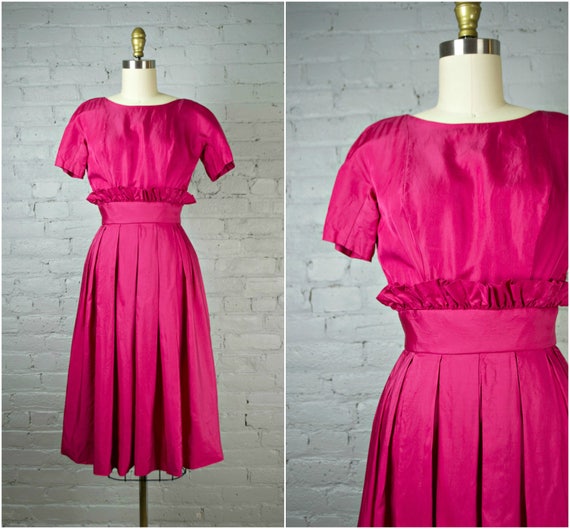 vintage cocktail dress . raspberry red 50s party d