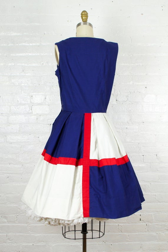 1960s blue red and white dress . 50s style cotton… - image 4