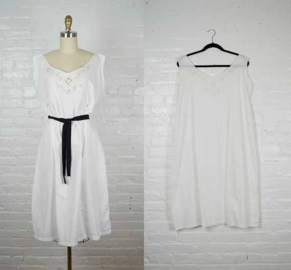 Edwardian bohemian white cotton dress antique . 19
