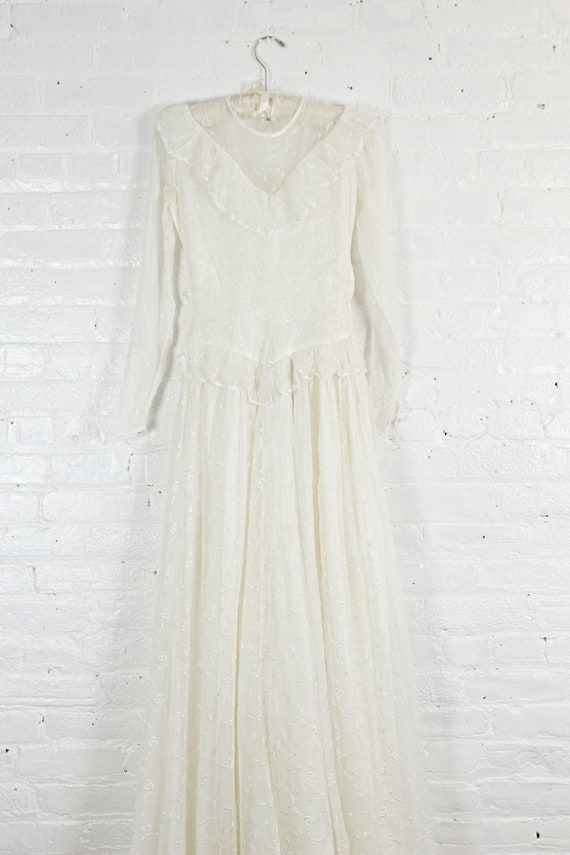 1930s wedding dress . vintage 30s simple embroide… - image 2