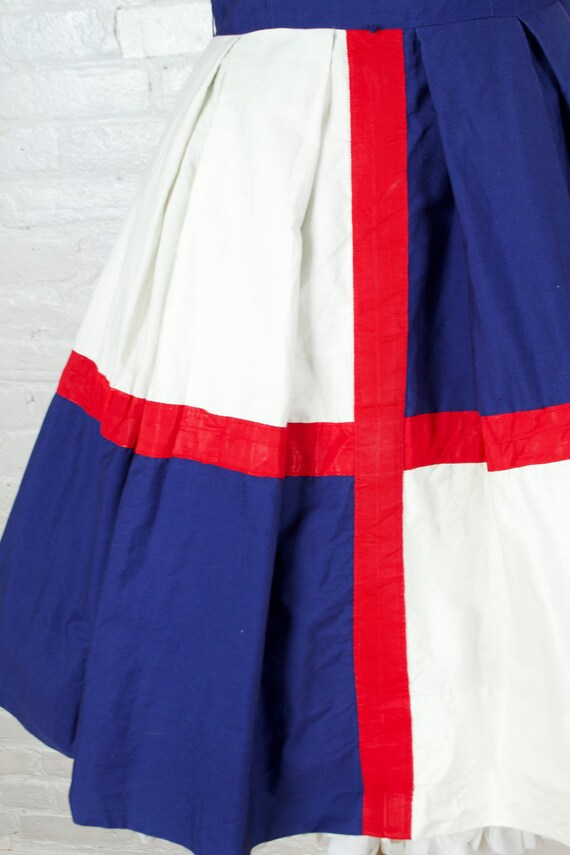 1960s blue red and white dress . 50s style cotton… - image 8