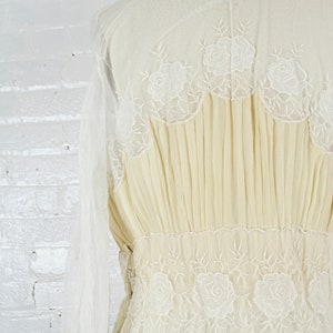 Abbey 1910 ecru silk embroidered wedding gown . vintage Edwardian dress . small image 6