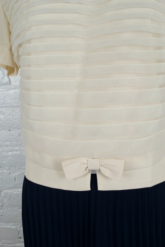 1950s nude cream nylon blouse .  pleated 50s back… - image 4