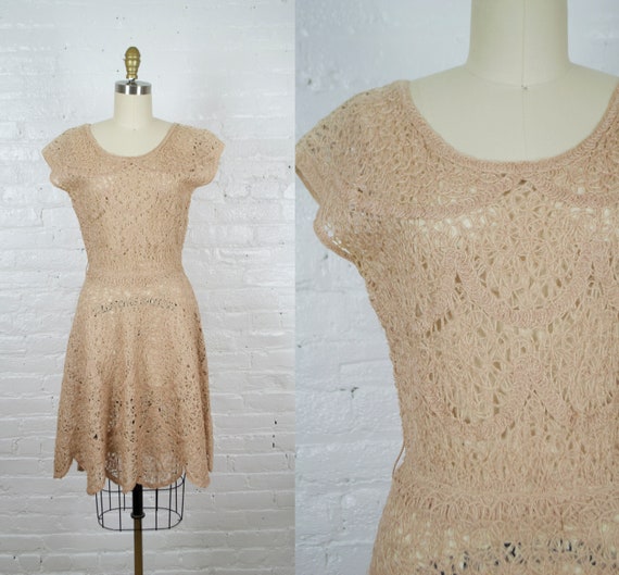 1960s ribbon lace dress . 50s style vintage open … - image 1