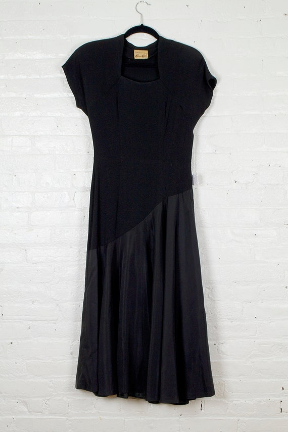 1940s black evening gown . Vintage 40s long cockt… - image 3