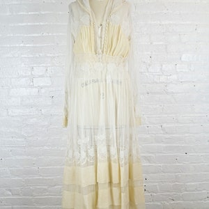 Abbey 1910 ecru silk embroidered wedding gown . vintage Edwardian dress . small image 2