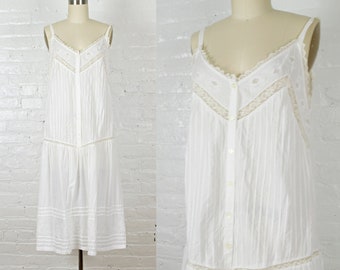 2000s white bohemian cut out lace cotton summer dress . small medium