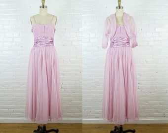 Vintage 40s lavender sundress and jacket set . 1940s party dress . xsmall