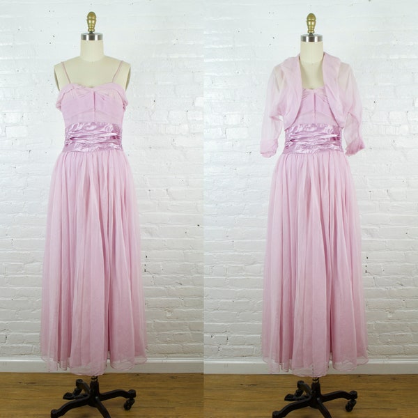 Vintage 40s lavender sundress and jacket set . 1940s party dress . xsmall