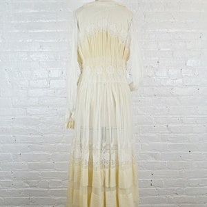 Abbey 1910 ecru silk embroidered wedding gown . vintage Edwardian dress . small image 4