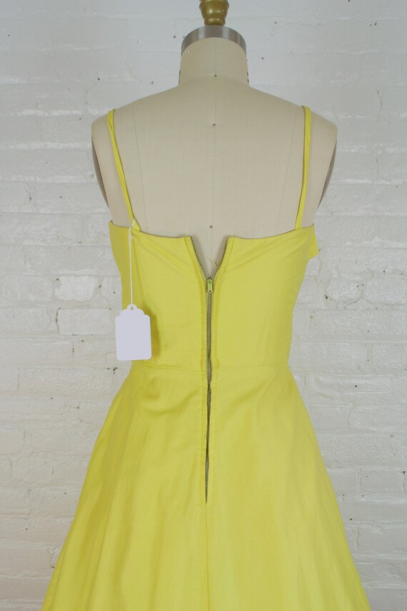 1950s canary yellow polished cotton sundress . 50… - image 4