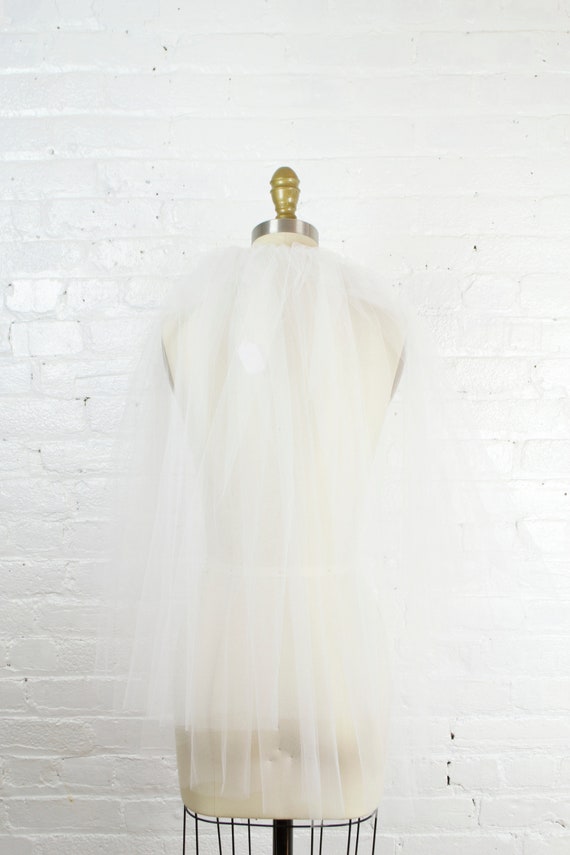 vintage tulle veil with pearl and crystal bridal … - image 7