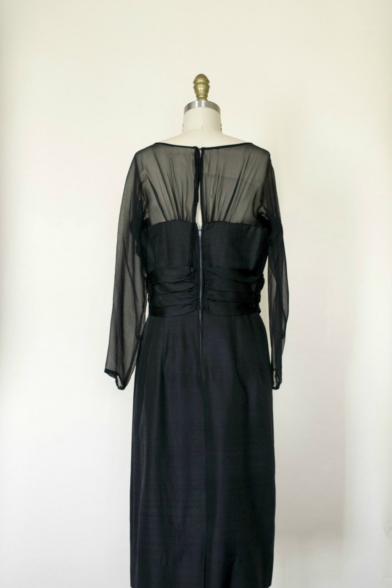 Vintage 1960s Black Silk and Chiffon Cocktail Dress - Etsy