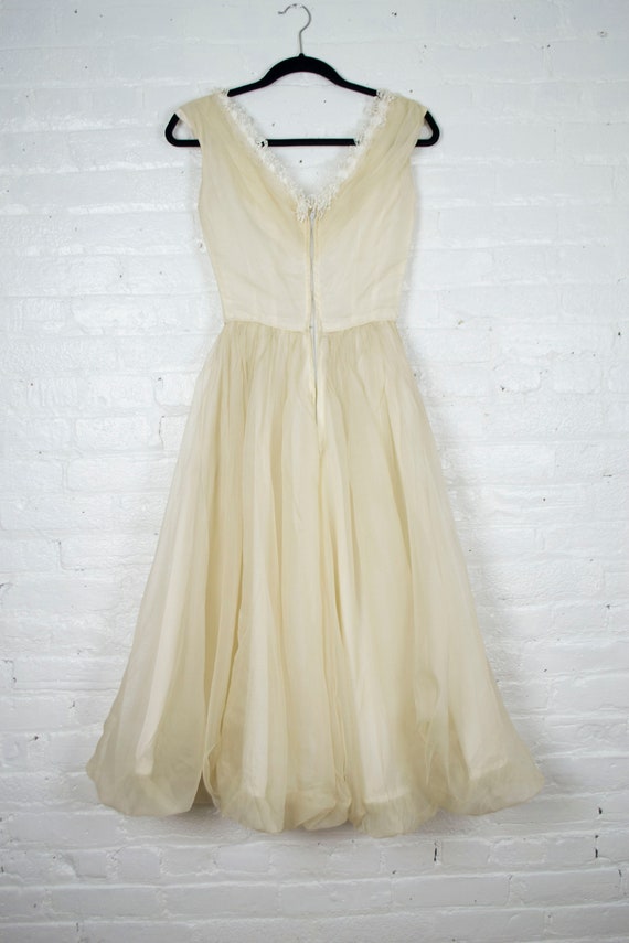 Emma Domb 1950s tea length silk chiffon ecru wedd… - image 9