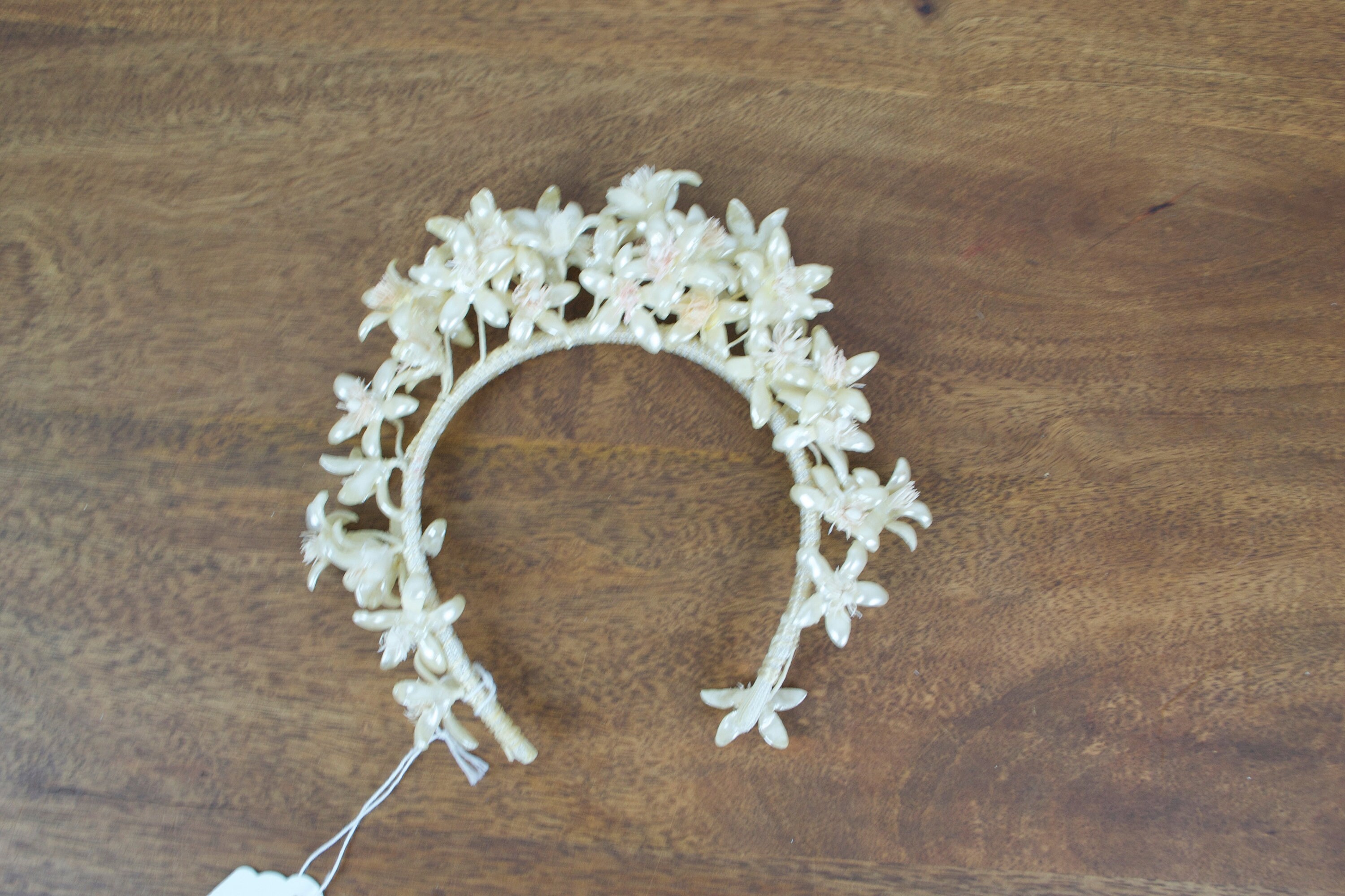 Antique 1920s/30s wax flower crown tiara with tulle lace veil Etsy