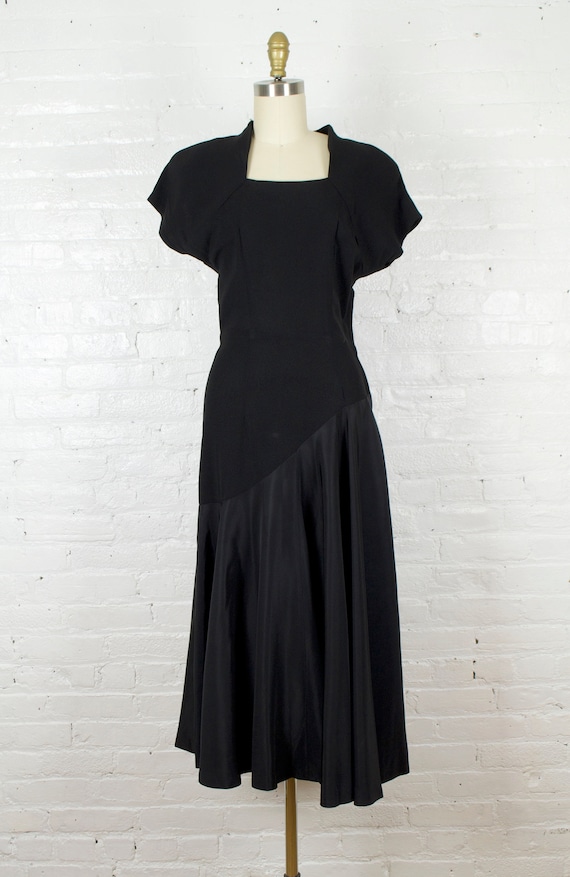 1940s black evening gown . Vintage 40s long cockt… - image 4