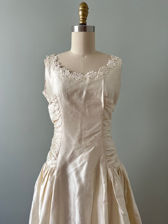 Filipa 1950s ivory shantung tea length gown . vin… - image 8