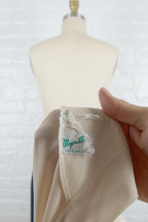 1950s nude cream nylon blouse .  pleated 50s back… - image 8