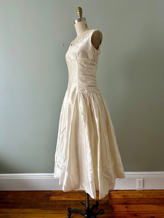 Filipa 1950s ivory shantung tea length gown . vin… - image 7