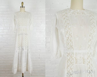 Edwardian wedding dress . 1900a antique cut out lace tea dress . xsmall