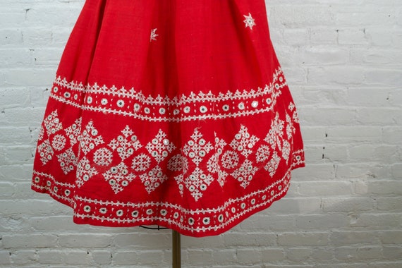 1950s skirt . vintage 50s rockabilly circle red m… - image 7