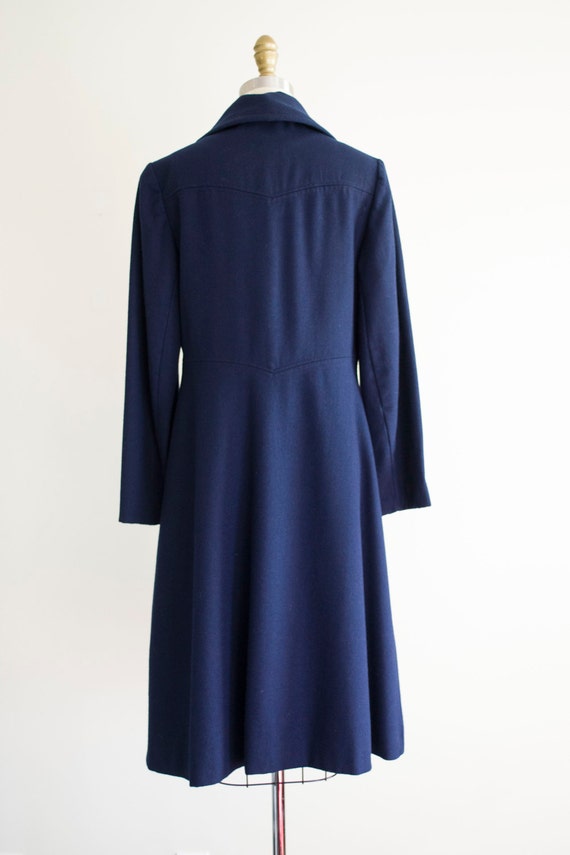 1970s vintage wool coat . 70s navy blue princess … - image 3