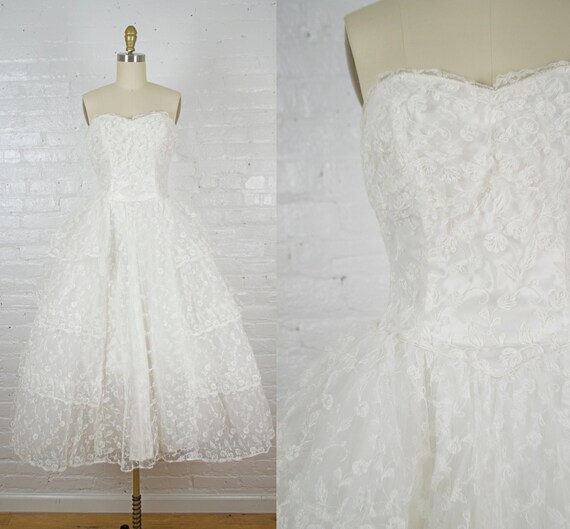 1950s Heavily Beaded Amelia Gray Dress
