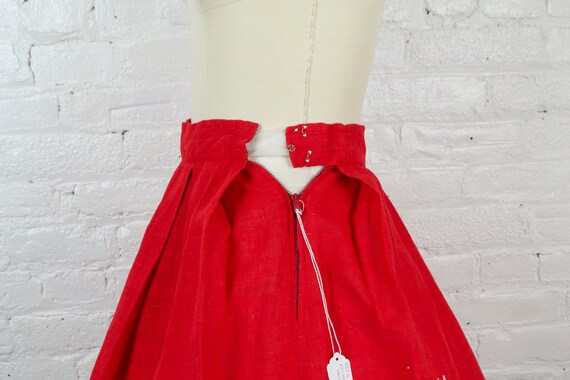 1950s skirt . vintage 50s rockabilly circle red m… - image 8