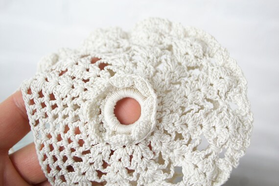 Antique white crochet small bag . 1910s small coi… - image 5