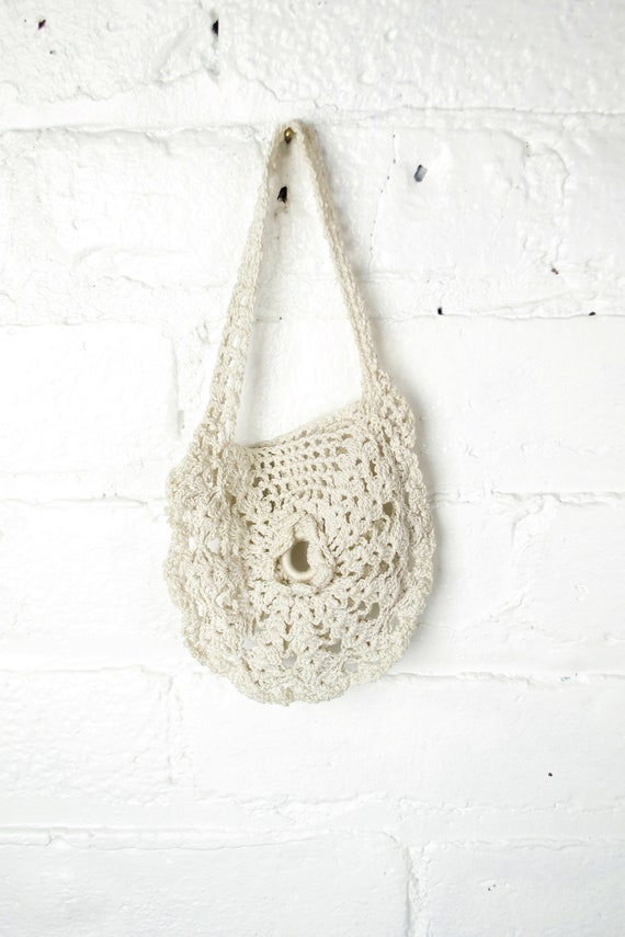 Antique white crochet small bag . 1910s small coi… - image 2