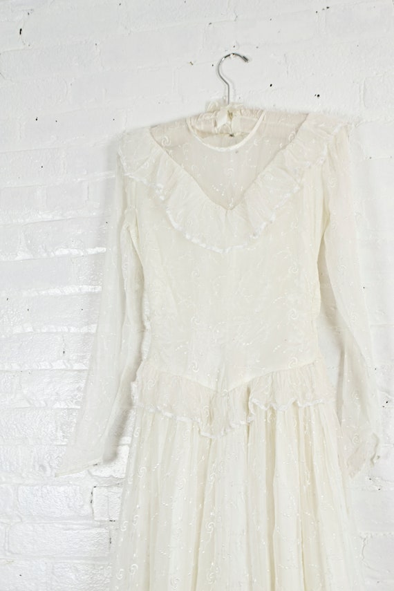 1930s wedding dress . vintage 30s simple embroide… - image 3