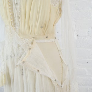 Abbey 1910 ecru silk embroidered wedding gown . vintage Edwardian dress . small image 9