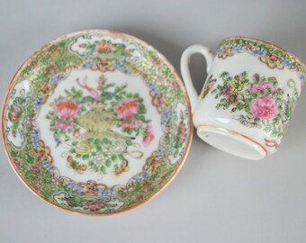 vintage miniature floral tea cup and saucer set