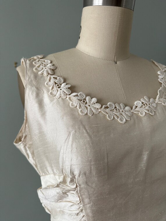 Filipa 1950s ivory shantung tea length gown . vin… - image 3
