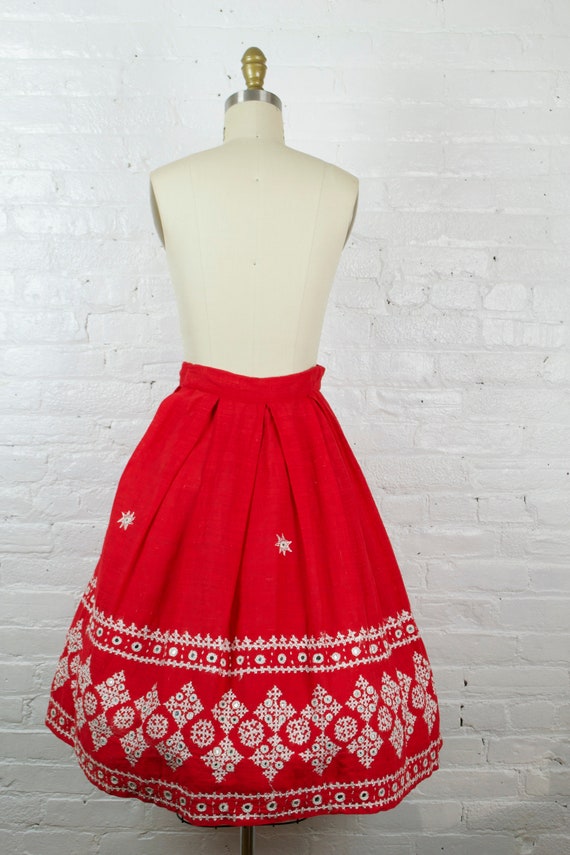 1950s skirt . vintage 50s rockabilly circle red m… - image 5