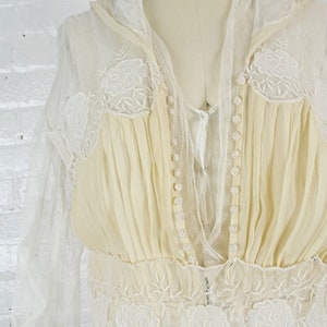 Abbey 1910 ecru silk embroidered wedding gown . vintage Edwardian dress . small image 8
