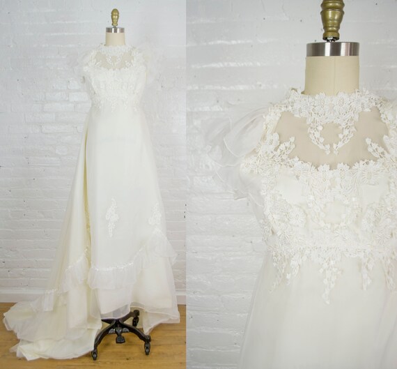 Bohemian Lace White Wedding Dress Vintage 1970s Sleeveless Etsy