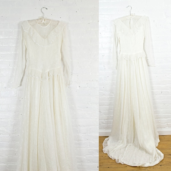 Robe de mariée des années 1930. Robe de mariée brodée simple vintage des années 30. xxsmall . pettite .