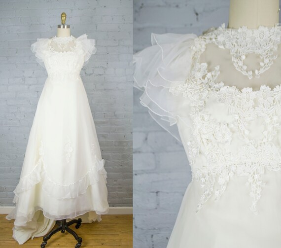 Bohemian Lace White Wedding Dress Vintage 1970s Sleeveless Etsy